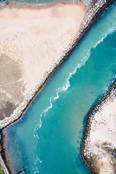 Aerial view of the beach in New England