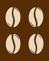 Roasted coffee beans, set caffeine symbol