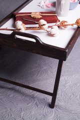 Tasty Breakfast On A Wooden Table Tray