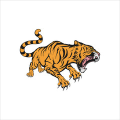 Tiger logo emblem template mascot symbol for business or shirt design. Vector Vintage Design Element.