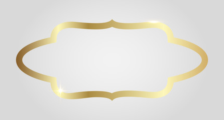 Golden shiny glowing vintage frame isolated