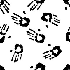 Prints of human hands seamless pattern