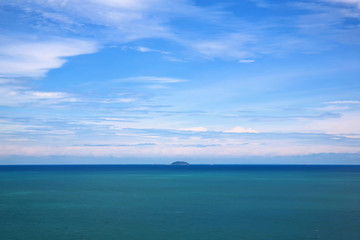 blue sky and blue sea. Beautiful nature of mountain and sea in summer vacation on the island.Beautiful evening sea landscape with island.