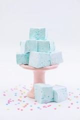 Blue Sweet Homemade Marshmallow Cubes