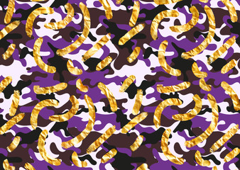 camouflage pattern with golden foil