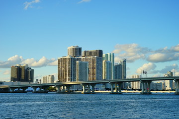 Fototapeta premium Miami downtown and beach at sun set
