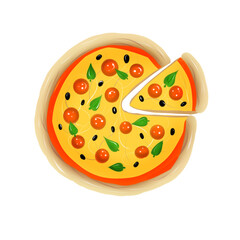pizza with tomato and cheese