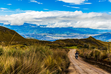 mountain road in the mountains at Pichincha volcano