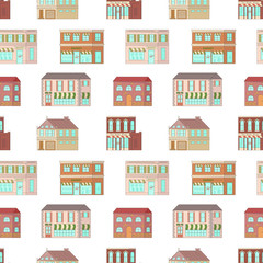 Seamless pattern with rustic house