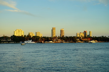 Fototapeta na wymiar Miami south beach skyscrapers at sun set