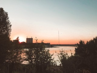 sunset over the river