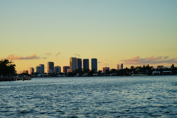 Miami beach at sun set