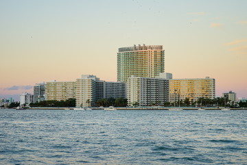 Fototapeta na wymiar Miami downtown skyscrapers at sun set