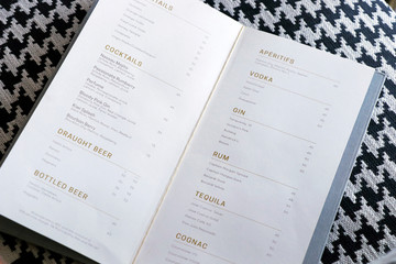 drink menu for restaurant and cafe. Design template
