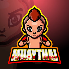 Muaythai mascot esport logo design