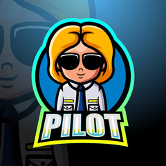 Pilot mascot esport logo design