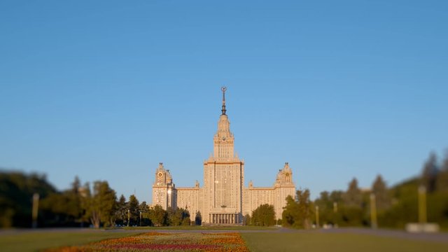 view of the Moscow State University in accelerated mode