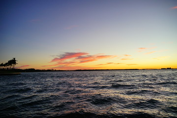 Miami south beach skyscrapers at sun set
