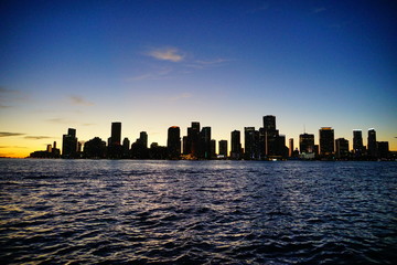Fototapeta na wymiar Miami downtown and south beach at sun set 