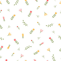 Graphic design Seamless floral pattern, small bouquet Used for cloth, textile, gift wrap Vector illustration