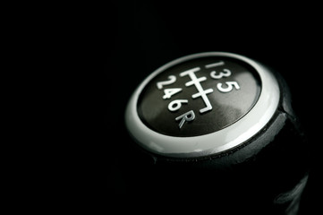Manual transmission shift selector vor a luxury vehicle. 