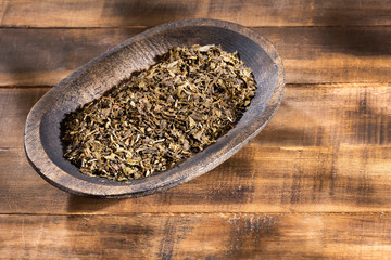 Organic and dried green tea leaves - Camellia sinensis