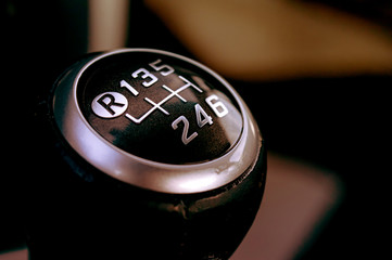 Manual transmission shift selector vor a luxury vehicle. 