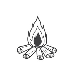 camp fire vector icon illustration