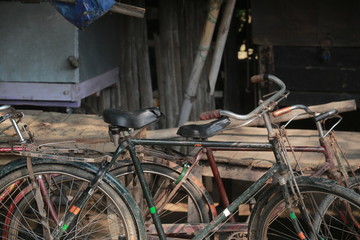 Fototapeta na wymiar bicycles in India market