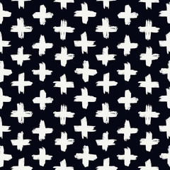 Paint brush strokes seamless pattern. Freehand grunge design background. Dash line motif modern minimal ornament