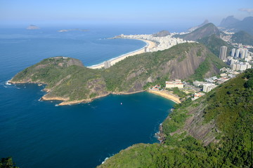 Fototapeta na wymiar Brazil Rio de Janeiro - View from Sugarloaf Mountain to Red Beach and Copacabana Beach