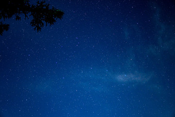 Fototapeta na wymiar 夏の上高地で夜の景色を撮影した山からの星空