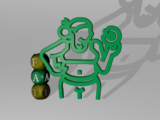 FAT 3D icon and dice letter text. 3D illustration. background and food