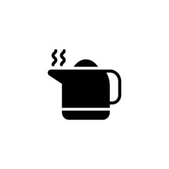 Hot Kettle icon in black flat glyph, filled style isolated on white background