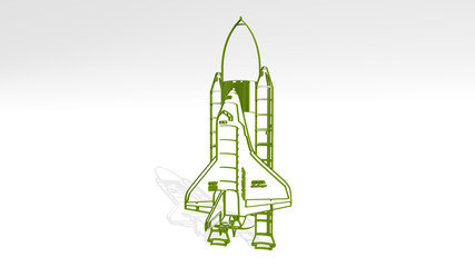 rocket 3D icon casting shadow. 3D illustration. space and background