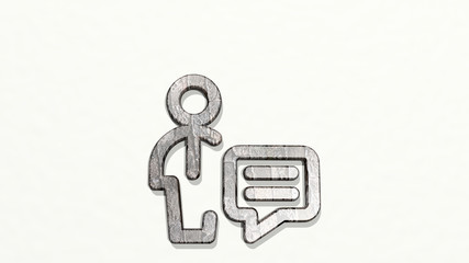 SINGLE MAN ACTIONS CHAT 3D icon on the wall. 3D illustration. background and isolated