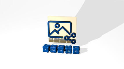 3D illustration of IMAGE graphics and text made by metallic dice letters for the related meanings of the concept and presentations