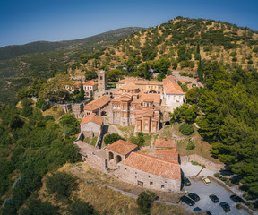 Fototapeta na wymiar Monastery of Hosios Loukas near the town of Distomo on the slopes of Mount Helicon in Boeotia, Greece