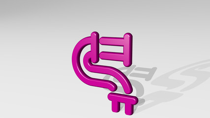 construction pipe 3D icon casting shadow. 3D illustration. background and building