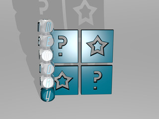 3D illustration of MEMORY graphics and text around the icon made by metallic dice letters for the related meanings of the concept and presentations. background and computer