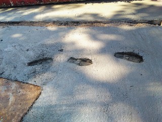 footprints on the ciment