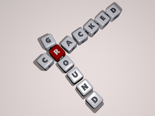 CRACKED GROUND crossword by cubic dice letters. 3D illustration. background and abstract