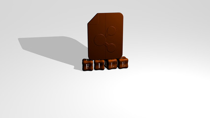 FILE 3D icon object on text of cubic letters. 3D illustration. background and business