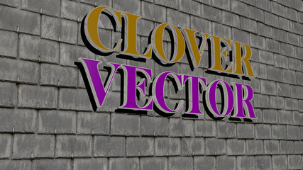 clover vector text on textured wall. 3D illustration. background and green