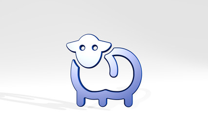 Obraz na płótnie Canvas LIVESTOCK SHEEP BODY ALTERNATE 3D icon casting shadow. 3D illustration. animal and farm