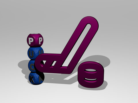 PUCK 3D icon and dice letter text. 3D illustration. hockey and sport