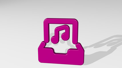 DRAWER MUSIC 3D icon casting shadow. 3D illustration. cabinet and design