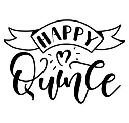 Fototapeta premium Happy Quince - happy 15 years in Spanish. Black vector illustration isolated on white background.