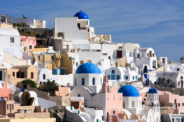 The view of cliff buildings in Fira, Santorini