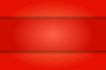 Obraz premium Traditional Chinese Greeting Card Template, The Sea Wave Texture